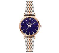 SHENGKE SK Klassische Frauen Uhren Mode Damen Kleid Uhr Solide Edelstahl Band Echtes Lederband (Blue-Starry)