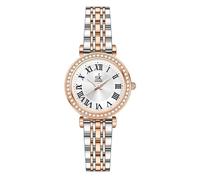 SHENGKE SK Modeuhr mit Kristallbesatz für Frauen mit römischen Ziffern, leicht ablesbares Zifferblatt (Silver-Rosegold)