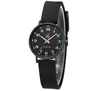 SHENGKE SK Ultradünne Mode-Peeling-Damenuhr für medizinisches Fachpersonal, Krankenschwestern, Ärzte, Studentenuhr mit leicht ablesbarem Zifferblatt, buntes Silikonband (Black)