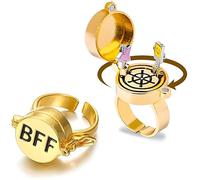 Shengruili 2 Stück Beste Freunde für Immer Ringe,Süßes BFF Ring,Einstellbar Offene Kappe Ring,Umarmungsring Silber,Offene Kappe Ringe,Freundschaftsring,Schmuckgeschenke für Frauen Mädchen