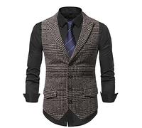 SHENGSHIYU Anzug Weste Herren Frühling Revers Klassisch Jacke Herren Ärmellos Knöpfe Gastgeber Weste Herren Casual Taschendekoration Übergangsjacke X-010 XL