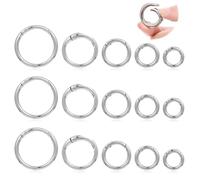SHENLIU 15 Stück Rund Karabinerhaken, O Ring Schlüsselring Schlüsselanhänger Ringe Edelstahl Silber Federspaltringe Ringkarabiner Für Bastelarbeiten DIY Taschenringe Handwerk Machen(13/16/19/25/31mm)