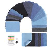 SHENLIU 24 Stück Bügelflicken Jeans, Mehrfarbig Jean Flicken zum Aufbügeln Baumwolle Patches Reparaturset Stoffflicken zum Aufbügeln für Kleidung Hosen (6 Farben, 9.5×12.5 CM)