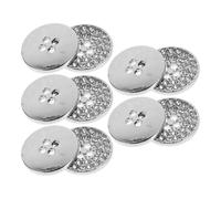 SHERCHPRY 10 Stück Strassknöpfe zum Annähen Silberne Mantelknöpfe 15mm aus Metall Dekorative Knöpfe für Anzug Hemd und Jacke Modische Schmuckknöpfe für Kleidung und Accessoires