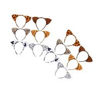 SHERCHPRY 12 Stück Tierohren Haarreifen Kostüm Haarreif Leopard Zebra Tiger Kuh Karneval Party Kopfschmuck Robust Bruchfest Langlebig