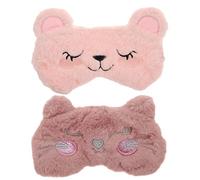 SHERCHPRY 2stücke Schlafmaske Mit Cartoon-motiven Aus Plüsch Vollständiger Lichtschutz Bequeme Elastikbänder Geeignet Für Reisen Und Camping