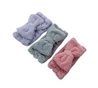 SHERCHPRY 3 Stück Korallenfleece Stirnbänder mit Schleifen für Gesichtswäsche Dusche und Spa Elastische Haaraccessoires Grün und Blau für Kosmetische Anwendungen und Hautpflege