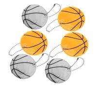 SHERCHPRY 6 Stück Basketball Reflektor Schlüsselanhänger 6cm Kunststoff Basketball Anhänger in Orange und Silber Reflektierende Taschen und Rucksack Dekoration für und Sportfans