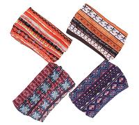 SHERCHPRY Afrikanische Stirnbänder 4 Stück Elastische Geknotete Haarbänder Aus Stoff Breite Sport Stirnbänder Für Damen Yoga Training Alltag