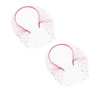 SHERCHPRY Brautschleier Haarreif mit Strasssteinen Netzschleier Stirnband für Hochzeiten und Teepartys Federleichtes Braut Accessoire in Rosy