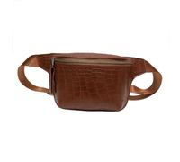 SHERCHPRY Damen Bauchtasche Braun Krokodilprägung Gürteltasche mit Reißverschluss Vielseitige Umhängetasche Kleine Leichte Hüfttasche für Alltag Sport Reisen und Freizeit