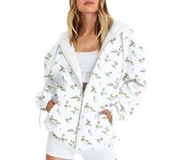 Sherpa Jacke Damen Solid Pullover Lange Winter Zip Up Sportjacke Übergangsjacke Herbst Sweatjacke Oversize Sweatshirtjacke Zipper Elegant (B Turquoise,S)