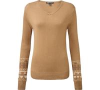 Sherpa Maya V-Neck Damen Pullover, braun XL