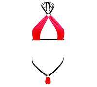 SHERRYLO Micro Bikini Extreme Sexy G-String Bikinis Slutty Microkini Mini Tanga Badeanzug, rot, Einheitsgröße
