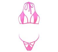 SHERRYLO Micro-Bikini, extremer exotischer Badeanzug, G-String, Tanga, sexy, er Mini-Bikinis, zweiteiliger Badeanzug für Damen, 1690, Rosa, Einheitsgröße