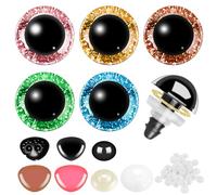 Sheryl&Rain 40 Stück 16mm Sicherheitsaugen für Häkeltiere, 5 Farben Sicherheitsaugen für Amigurumi Augen Glitzernde Kunststoff-Sicherheitsaugen zum Häkeln für Puppe, Plüschtier, Teddyaugen