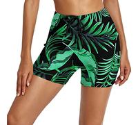 shesuseke Damen-Badeshorts, lässig, ethnisch, Bedruckt, mit hoher Taille Badeshorts Damen Schwarz