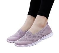 shesuseke Damen Slip On Schuhe Sommer Mesh Sneaker Atmungsaktiv Freizeit rutschfest Walkingschuhe Sport Straßenlaufschuhe Bequeme Schlupfschuhe