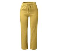 shesuseke Damenhose Weites Bein - Hoher Taille Freizeithose Palazzo Hose mit Taschen Stretch Gerade Hosen Bein für Frühling und Sommer Frauen Solide Einfarbige Cargohose