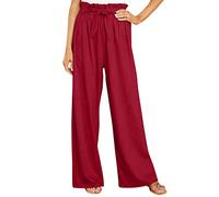 shesuseke Frauen Frühling und Sommer Lässige einfarbige elastische Taillenbandage verzierte Hose mit weitem Bein und geradem Bein Bikini Hose Damen String