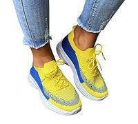 shesuseke Sneaker Damen Mesh Freizeit Atmungsaktiv Bequeme Schnürsenkel Walkingschuhe Leicht Sport Schuhe Slip On Sneakers Outdoor Joggingschuhe