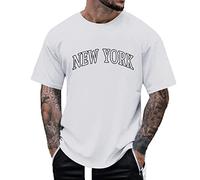 shesuseke Sport Tshirt Herren Kurzarm Herren T-Shirt Weiß Rundhals Sommer Kurzarmshirt Oversized Alphabet Print Tshirt Causal Basic Tee Shirt