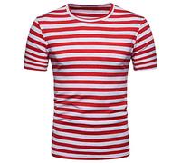 shesuseke T Shirt Herren Rundhals Kurzarm Shirt Regular Fit Streifen Print Sommer T-Shirt Atmungsaktiv Vintage Sommer Streetwear Kurzarm Tshirt Herren Freizeithemd Buissness Sommershirt