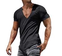 shesuseke T Shirt Herren V-Ausschnitte Kurzarm Herren-T-Shirt mit V-Ausschnitt aus Strick Regular Fit Print Sommer T-Shirt Atmungsaktiv Vintage Sommer Streetwear Herren Tshirts