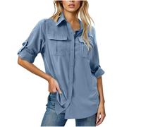 Shffuw Damen Safari Shirts UPF 50 UV Sun Protection Sommer Quick Dry Hemdbluse Long Sleeve Hiking Walking Fishing Casual Outdoor Travel Safari Kleidung Button Down Basic Sport Work Tops with Pockets