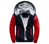 Shffuw Gepolsterte Kapuzenjacke für Herren mit Reißverschluss und Kapuze, Herren-Sweatshirt mit Kapuze, Herren-Cardigan, gefütterte und verdickte, einfarbige Pufferjacke Oberteil Herren (3-Red, M)