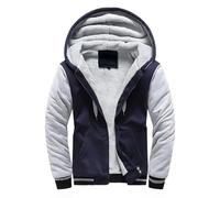 Shffuw Gepolsterte Kapuzenjacke für Herren mit Reißverschluss und Kapuze, Herren-Sweatshirt mit Kapuze, Herren-Cardigan, gefütterte und verdickte, einfarbige Pufferjacke Oberteil (4-Blue, XXXXL)