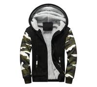 Shffuw Gepolsterte Kapuzenjacke für Herren mit Reißverschluss und Kapuze, Herren-Sweatshirt mit Kapuze, Herren-Cardigan, gefütterte und verdickte, einfarbige Pufferjacke Oberteil Herren (8-AG, XXL)