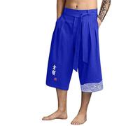 Shffuw Japanese Kimono Traditional Pants Asian Men Clothing Swim Trunks Casual Loose Male Japanese Style Linen Short Pant Japanische Hose Herren Streetwear Kurze Komforthose Traditionelle Kleidung