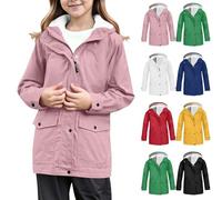Shffuw Regenjacke Mädchen Wasserdicht Regenkleidung für Kinder Atmungsaktiv Softshelljacke mit Kapuze Leichte Übergangsjacke Reißverschluss Windbreaker Wasserdichte Outdoor Kapuzenjacke Regenmantel