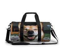Shiba Inu Smile Turnbeutel für Damen und Herren, wasserabweisend, Reisetasche, leicht, für Reisen, Sport, weiß, 45 cm/22,9 cm/22,9 cm/22,9 cm, weiß, 17.7in/9in/9in