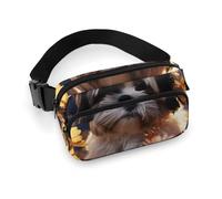 Shih Tzu Hüfttasche mit Hund und Blumen, modische Bauchtasche mit verstellbarem Gurt, für Outdoor-Workout, Radfahren, Uni, weiß, 20 x 13 cm, Hüfttasche, weiß, 20x13cm, Hüfttasche