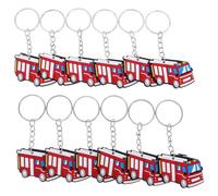 SHINEOFI 12 Stück Feuerwehrauto Schlüsselanhänger Bunter Party Deko Anhänger Multifunktional als Gastgeschenk und Rucksack Accessoire für Feuerwehr Motto Kindergeburtstage