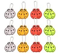 SHINEOFI 12stücke Marienkäfer schlüsselanhänger mit Reflektor Sicherheits Taschenanhänger aus Fluoreszierend Gelb Silber Orange Rot