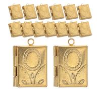 SHINEOFI 15 Stück Vintage Kupfer Buch Medaillon Anhänger Klein Anlaufbeständig Schmuckanhänger für Basteln Fotohalter und Schlüsselanhänger Geschenkidee