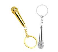 SHINEOFI 2 STÜCK Mikrofon Schlüsselanhänger Anhänger in Gold und Silber Niedlicher Leichter Schlüsselanhänger für Musiker Geschenkidee und Taschenanhänger Praktisches Accessoire für Alltag