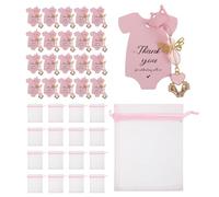 SHINEOFI 20Er-Set Shower Schlüsselanhänger mit Kronenanhänger und Dankeskarte Eleganter Engelsschlüsselanhänger für Taufe Babyparty Brautdusche Süßer Taschenanhänger für Handtaschen und