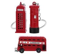 SHINEOFI London Souvenir Schlüsselanhänger 3 Stück Britischer Bus Roter Briefkasten Telefonzelle Detailreiche Reiseandenken für Reisende und Sammler