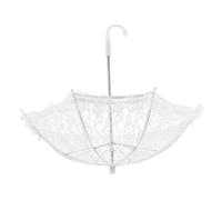 SHINEOFI Spitzen Sonnenschirm Weiß Kleiner Kompakter Tanz und Fotorequisit Regenschirm für Mädchen Leichtes Kostümzubehör für Bühnenauftritte und Fotoaufnahmen