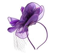 SHINEOFI Violettes Haaraccessoire mit Netz und Seidenstoff Abnehmbare Haarklammern und Stirnband Eleganter Kopfschmuck für Teeparty und Abschlussball