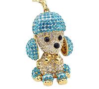 Shining crown Schöne Diamant Strass Pudel Schlüsselbund Hund Handtasche Charms Schlüsselringe Schlüsselbund Neuheit für Frauen (Himmelblau)