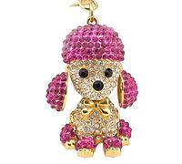 Shining crown Schöne Diamant Strass Schlüsselanhänger Pudel Schlüsselanhänger Hundehandtasche Charms Schlüsselringe Neuheit für Frauen (Purpurrot)