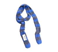 SHINROAD Dünner Schal, Strickschal, Damen, Retro-Stil, gestreift, farbblockiert, 200 cm lang, 5 cm breit, blau/grau, S