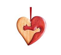 SHINROAD Liebessymbol Hängender Anhänger Holz Doppel Herz Anhänger Romantische Liebe Umarmung Design Herzform Valentinstag Geschenk Fenster Auto Tasche Dekoration Charm Rot A, A, Aus Holz, Sekundärer