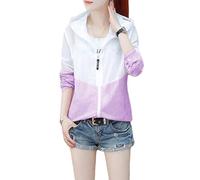 SHINROAD Sonnenjacke mit Weste Reißverschluss Langarmesweitschutz Leichter Reißverschluss mit Reißverschluss Hoodie UV blockieren Windbrecher atmungsaktive Outdoor-Mantel-Taschen für Violett XXL