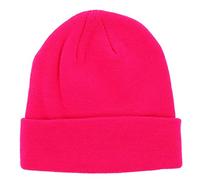 SHIPITNOW Neon rosa Herren oder Damen Wintermütze Einfarbig - Basic Strickmütze ohne Bommel - 100% Acryl Beanie- Einfaches und klassisches Mützen ohne Marke - Einheitsgröße